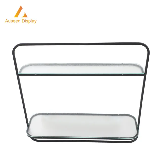 
Metal frame glass living room furniture decorative shelf for wall display and decorate 