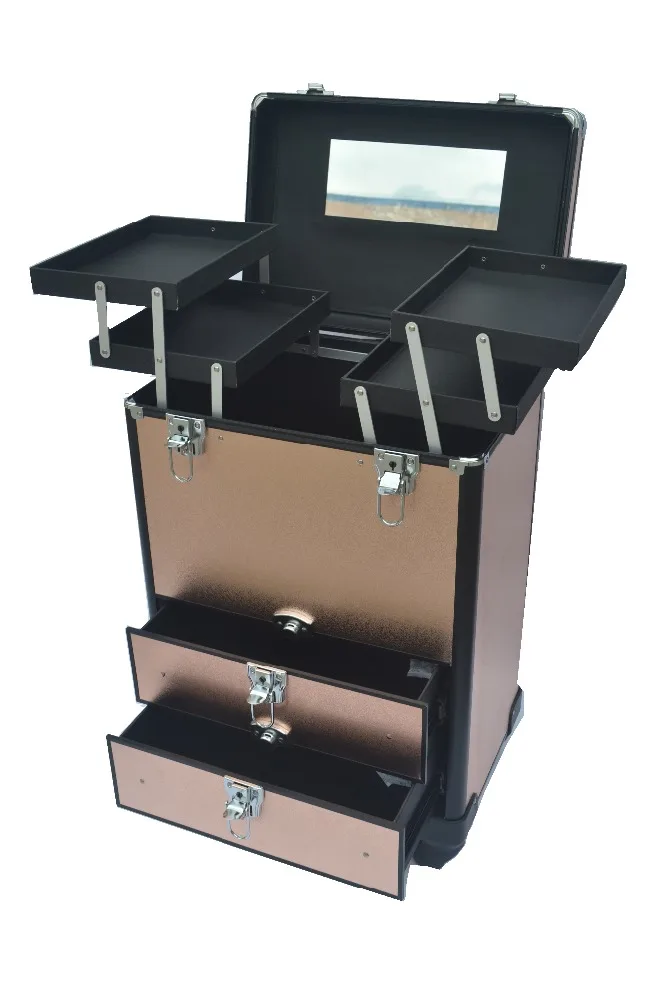 Best Seller  Makeup Trolley Case, Travel Luggage Cosmetic Organizer, OEM/ODM Rolling Train Case