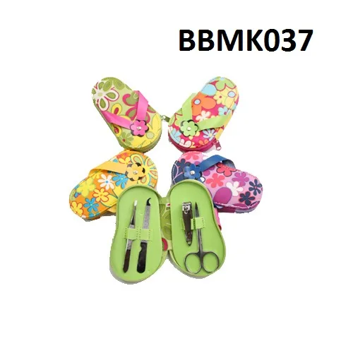 Best promotional festival baby girls pink nail care tools kit 4pcs mini manicure pedicure gift set in shoe shaped case