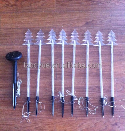 
2015 new design LED Solar 8 TREE lawn stake lamp, LED Christmas Light 