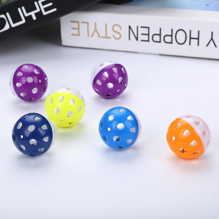 
Colourful pet kitten play plastic balls cat toys bell pet training ball cat toys 