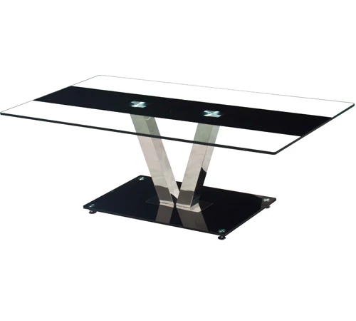 
Tempered glass dining table with stainless steel stand for sale 