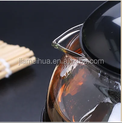 Whole sale elegant design different color heat-resistant glass teapot coffee pot with strainer