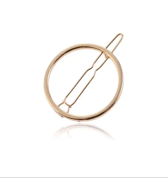 H41-082 simple three sizes metal gold silver black round hair clips