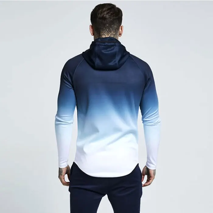 
Custom Logo Two Panel 100% Cotton Hoodie Zipper Men Hoodie Fade Gradient Color 