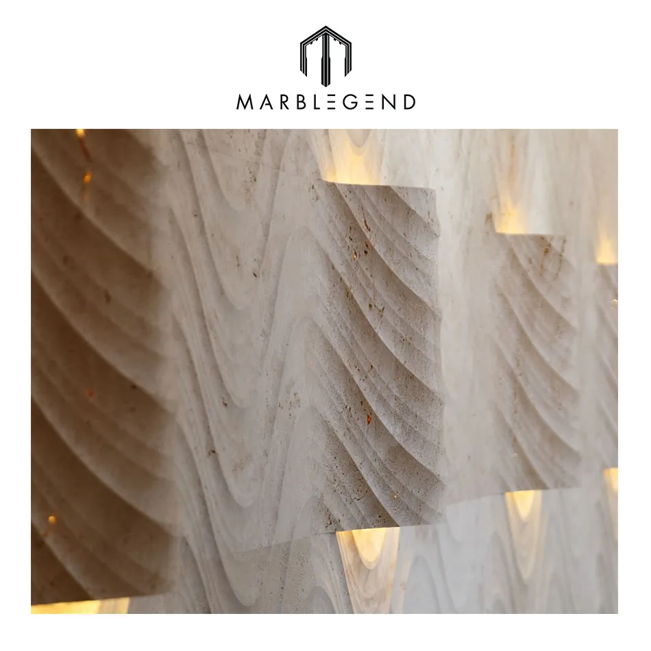 
 Мраморные настенные панели бежевого цвета 3D  