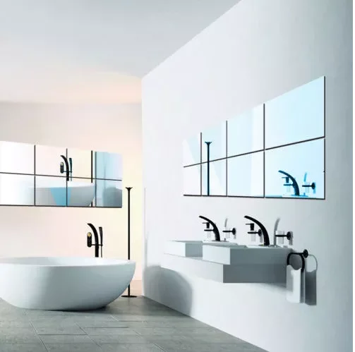 Square Mirror Tile Wall Stickers 3D Decal Mosaic Home Living Room