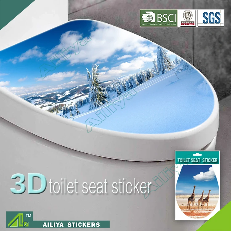 PVC 3d waterproof removable customized design home decorative toilet seat stickers uk