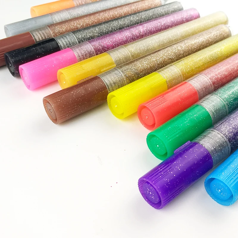 Waterproof glitter marker pen set artist blink marker pen for art supplies