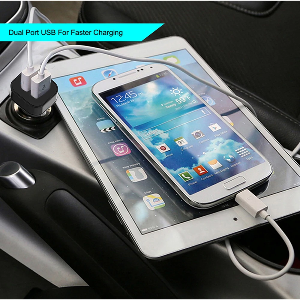 5V 3.4A Fast Charge Dual USB Car Chargers, 2019 Classic Design Duo Ports Portable Mobile Car Charger Quick Charge