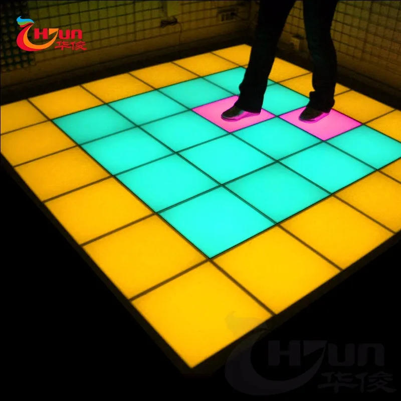 
China glass touched color changing light up dance floor mat 