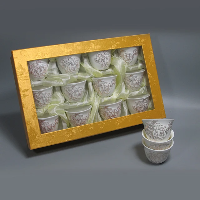 Free Sample 2018 NEW gift box packing ceramic high temperature white porcelain 90CC 6pcs tea cup & saucer