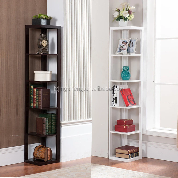 Living room corner shelf 5 tiers bookshelf bookcase flat packed