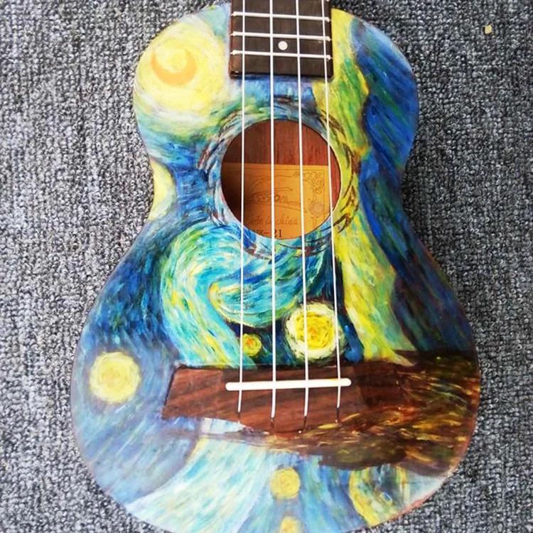 Электрические игрушки для укулеле, милые масляные узоры, дизайнерские наклейки для укулеле, горячая распродажа