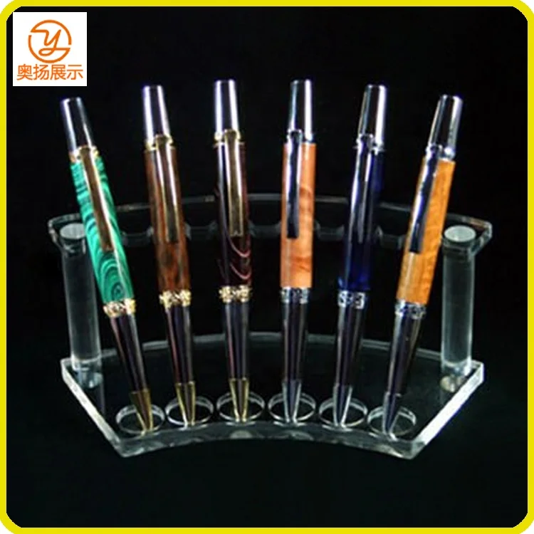 Custom fan shape clear acrylic pen holder display stand for stationery shop sale