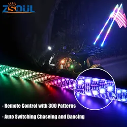 6FT Led Antenna Whip App Remote Control Lighting up atv Flag Chasing color Whip Lights for Trucks ATV UTV Off Road Snowmobile