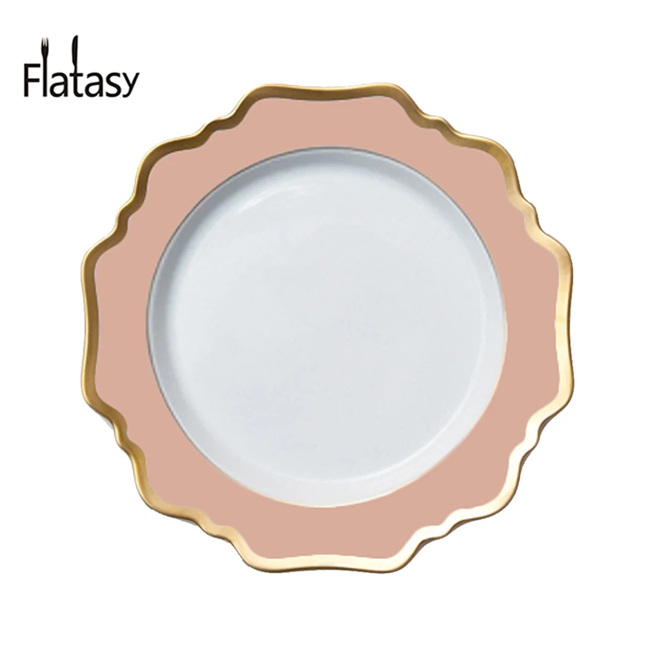 Wholesale pink cheap porcelain plate wholesale for wedding rental