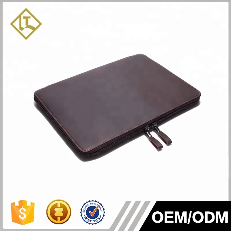 
Fits A4 file documents travel vintage leather briefcase business men zipper organizer leather portfolio file folder 