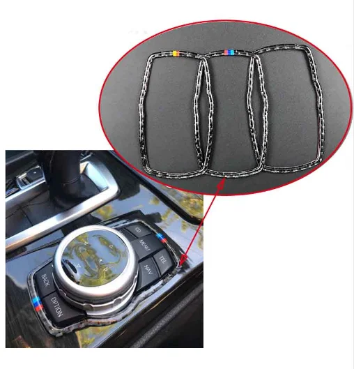 Carbon Fiber for BMW Multimedia Button Frame Cover Knob Trim for F10 F20 F30 F34 F07 F25 F26 F15 F16 Car Interior Accessories