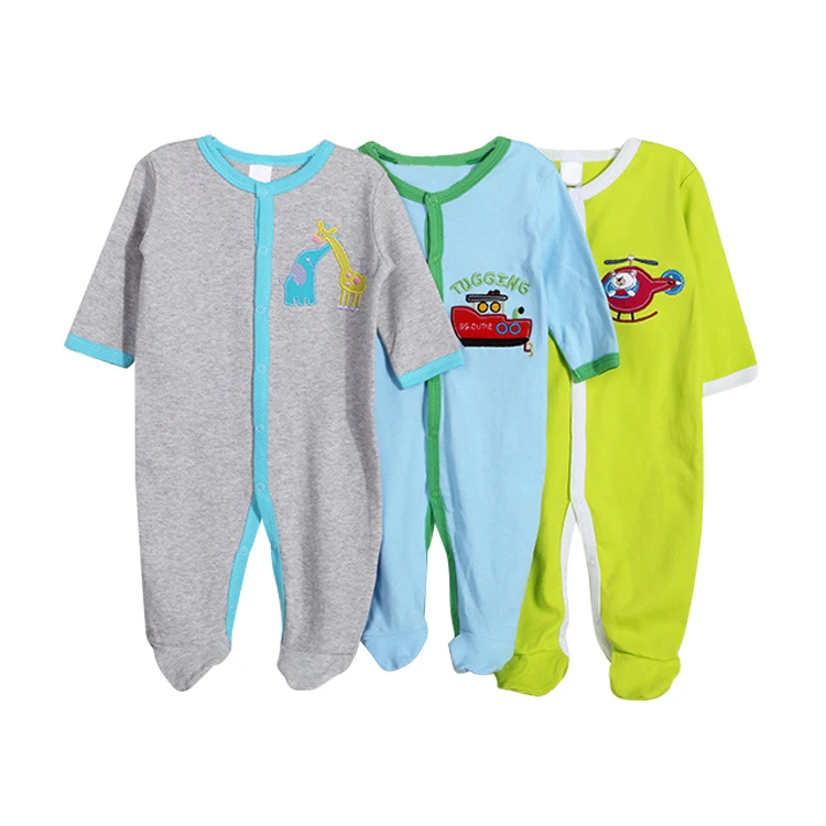 
Wholesale Cheap 3 Pack Cotton Baby Overalls Pyjamas Infant Footed Pajama Clothing Baby Romper Sleepsuits 