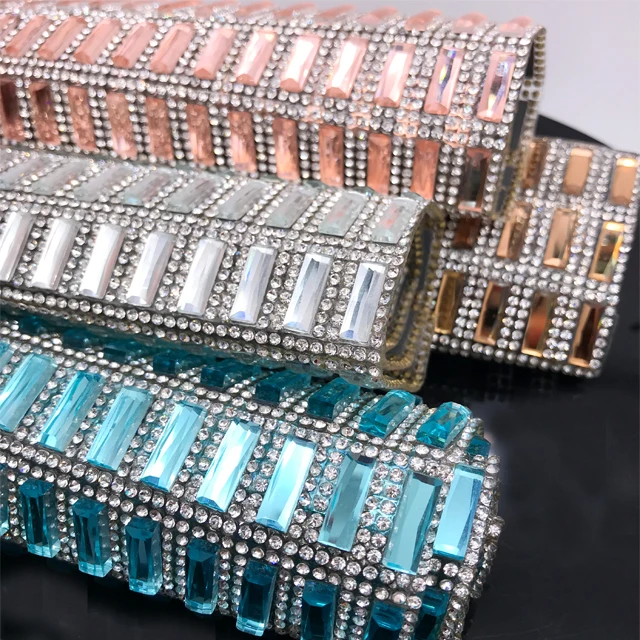 wa045 factory price adhesive mesh trim crystal rhinestone sheet for decoration