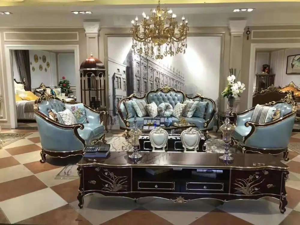 
European style wood carved sofa set 