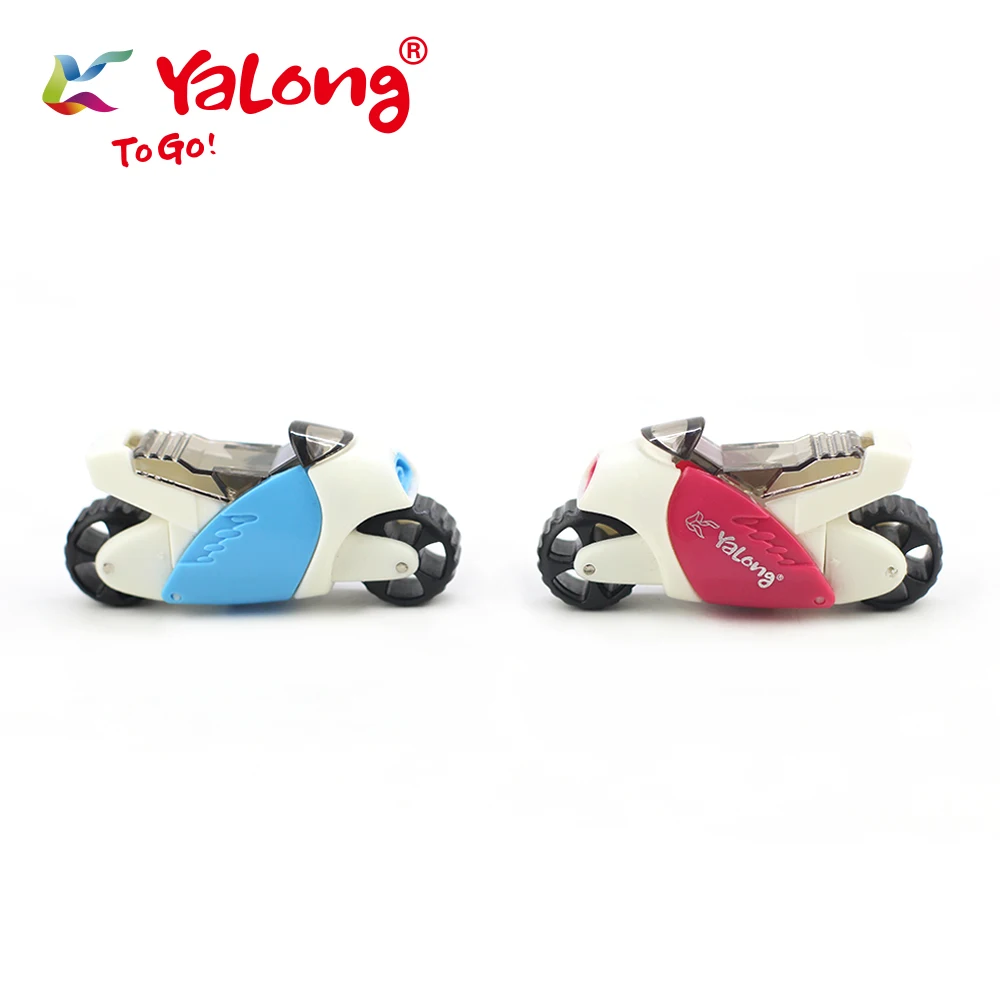 Yalong  motorcycle design pencil sharpener ABS&alloy steel material blister packaging pencil sharpener for students
