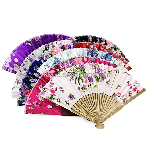 style bamboo paper elegant folding fan with flower printing