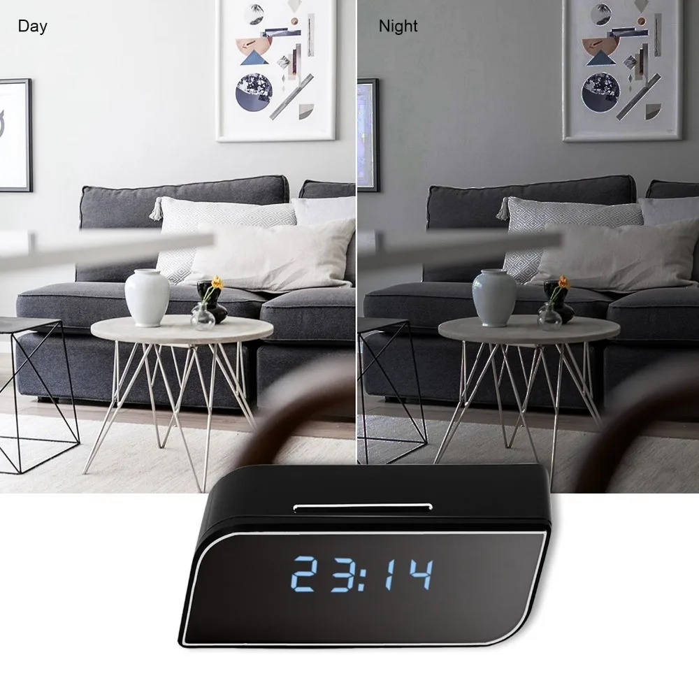 Digital Alarm Clock CCTV 1080p mini Spy camera wifi Clock Mini IP Camera Wifi desk clock hidden camera