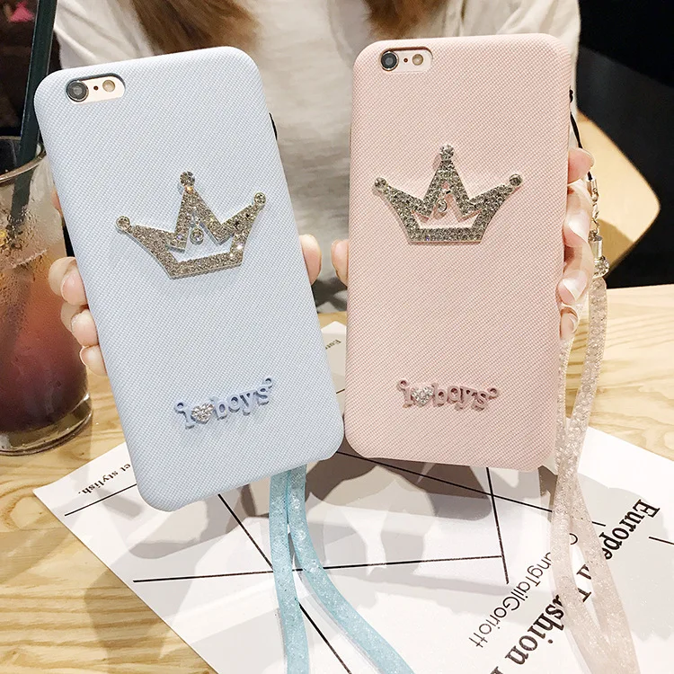 Diy silver crown mobile phone case beauty full crystal accessories