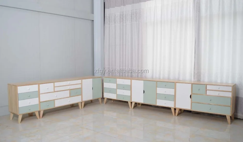 
Wooden furniture wall units in living room 