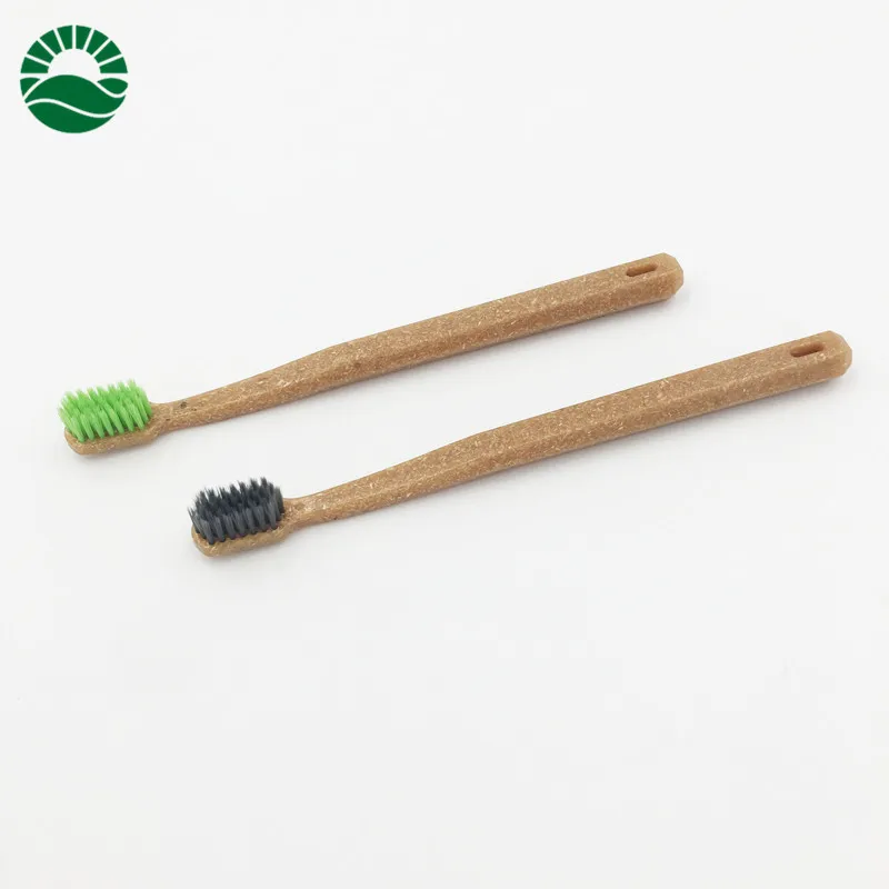 
New Wooden Charcoal Fiber Handle Bamboo or Green Tea Fiber Bristle Biodegradable Toothbrush 