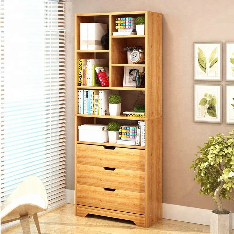 
2018 hot sale modern wooden bookcase with study table / book shelf / book rack 