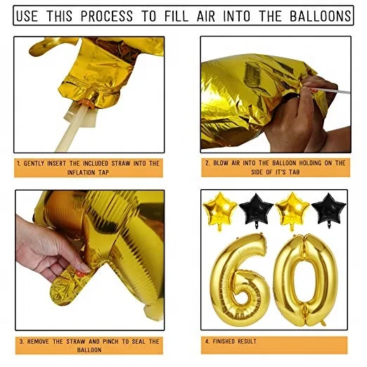 
Unique 60th Birthday Decorations balloon set for The Best 60th Birthday Party with Happy birthday banner 