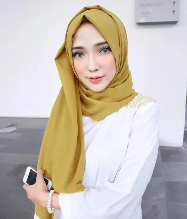 
Voile TUDUNG Premium Solid Color Bubble Georgette Muslim Women Headband Hijab Scarf Chiffon 