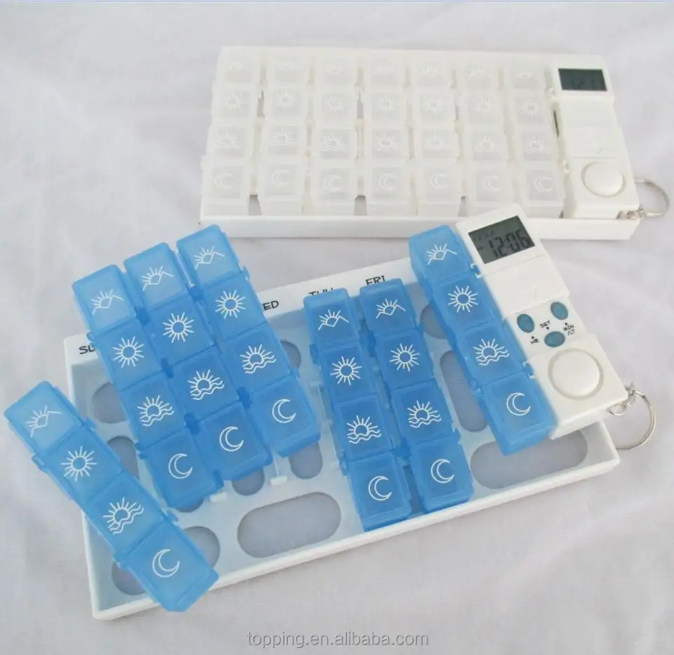 28 отделений, 7 дней в неделю, коробка для напоминания о таблеточках с отдельным таймером будильника