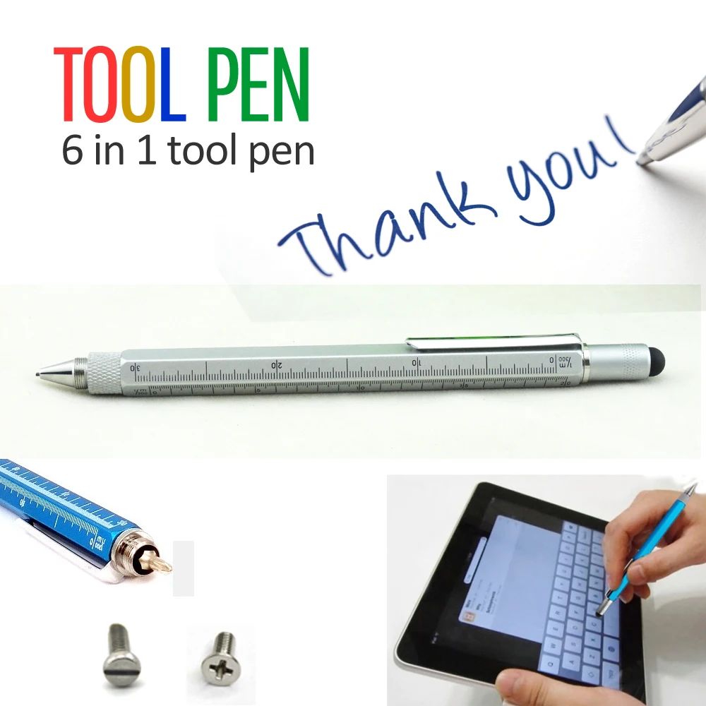 2021 Promotional Gift Metal Multi Tool Pen with Stylus Ballpen Ruler Level Screwdriver Factory Direct