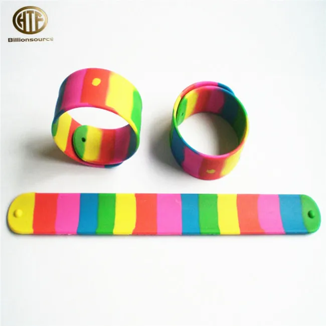 Bracelet accessories kids christmas silicone rainbow slap bracelet