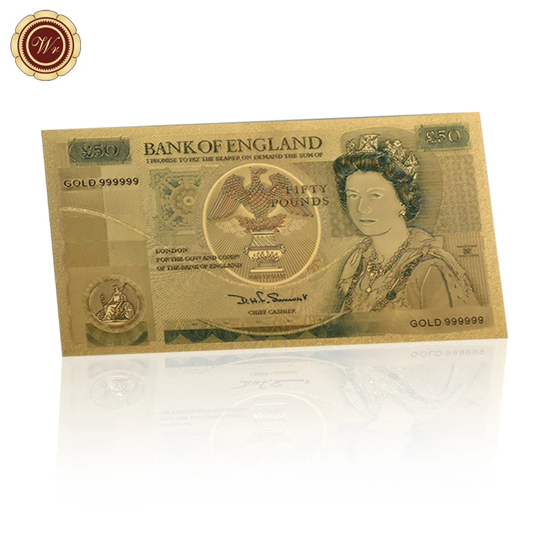 Hot Sale Custom Colorful Euro Banknote 50 Pound Elizabeth II Gold Foil  Euro Banknote For Sale