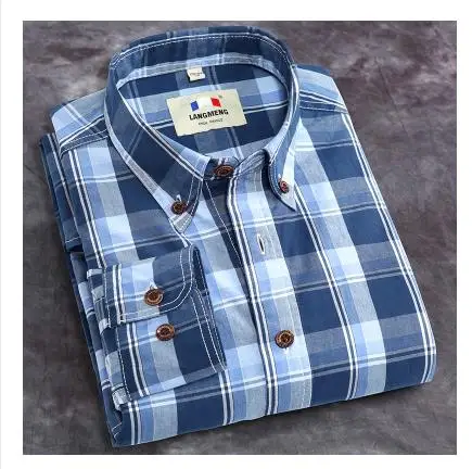 
Wholesale high quality new checks men custom designs long sleeve shirt 