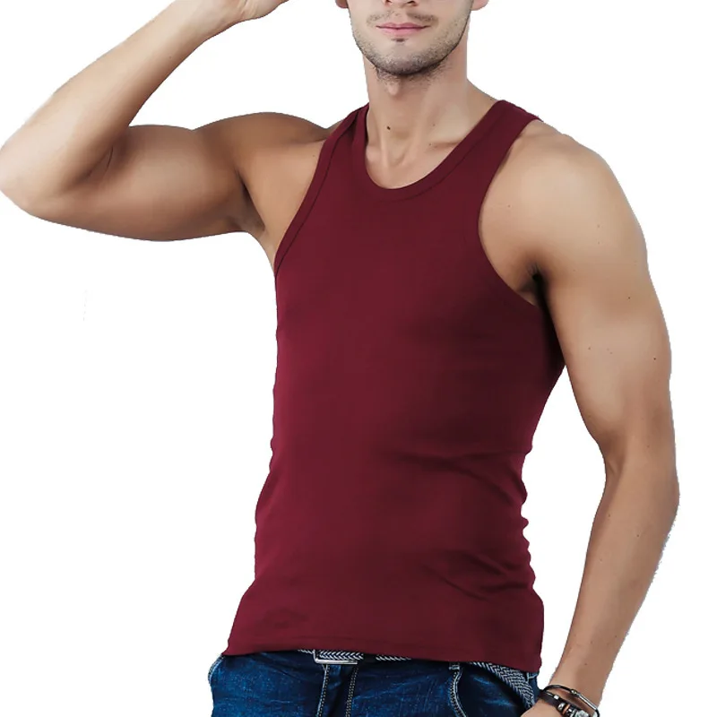 
100% Cotton Mens Undershirts Plus Size Sexy Seamless Vests 