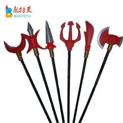 red halloween devil pitch fork death scythe trident weapons cosplay