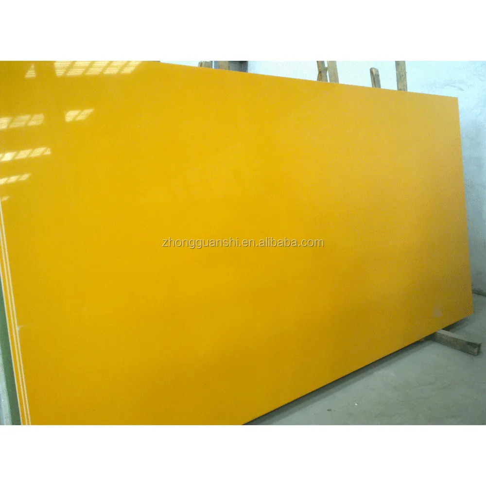 High Quality Yellow Crystal Artificial Quartz Stone Sheet