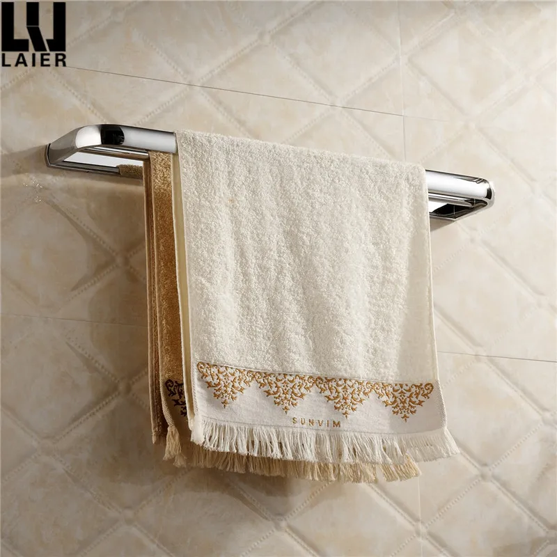 
Wall Mount Modern Chrome Finish Solid Brass Double Towel Bar Free Standing Space Saver Lavatory Towel bar 