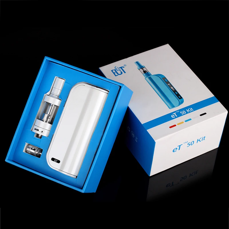 
2016 new ECT 2200mah 5W-50W variable wattage mini vaporizer box mod e cigarette new starter kit ET50 kit 