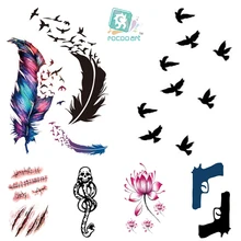 RC2239 Water Transfer Flash Fake Tattoo Sticker Sex Products Waterproof Temporary Tattoo Sticker The Wind Wind Blown Feathers