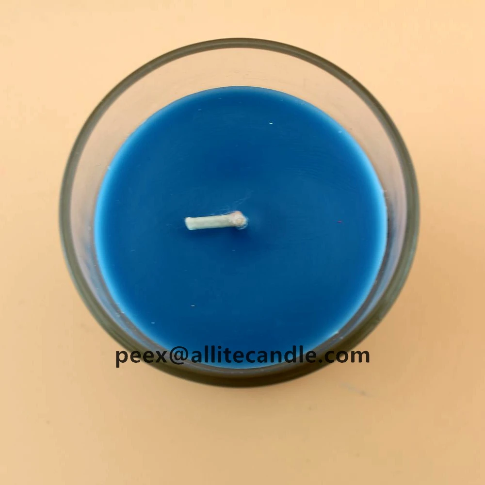 online wholesale scented candles blue white glass candle jar with beeswax AG3222