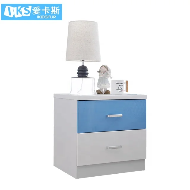 Оптовая цена, блестящий лаковый дизайн, детская кровать, синий комплект мебели для спальни для детей