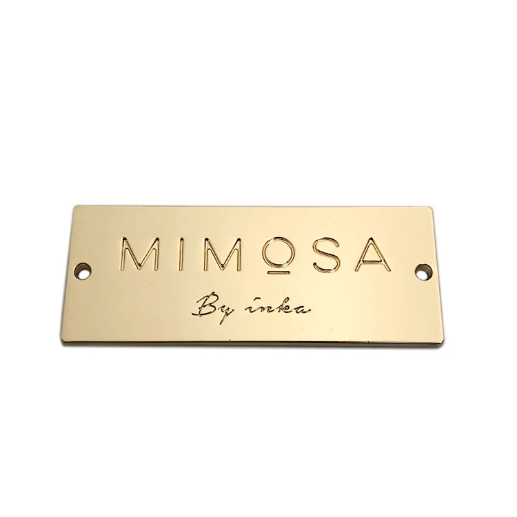 Hot sale engraved 2 hole brand logo custom metal label tag plate for garments