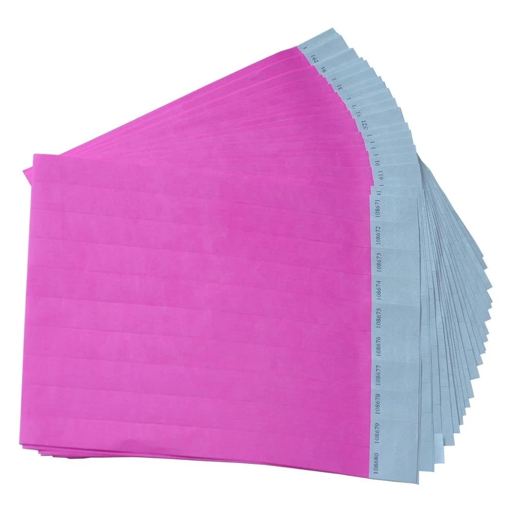 Custom various colors plain event tyvek paper wristband with series number for party